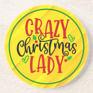Crazy Christmas Lady-84654 Getränkeuntersetzer
