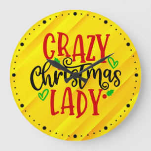 Crazy Christmas Lady-84654 Große Wanduhr