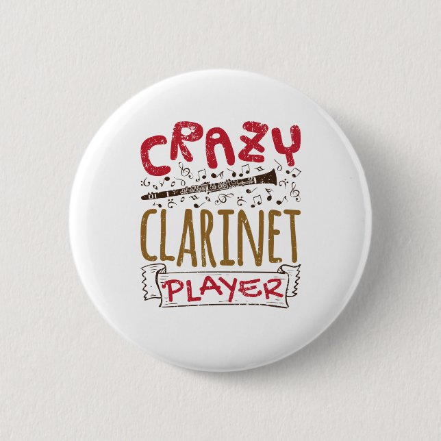 Crazy Clarinet Player Clarinetist Button (Vorderseite)