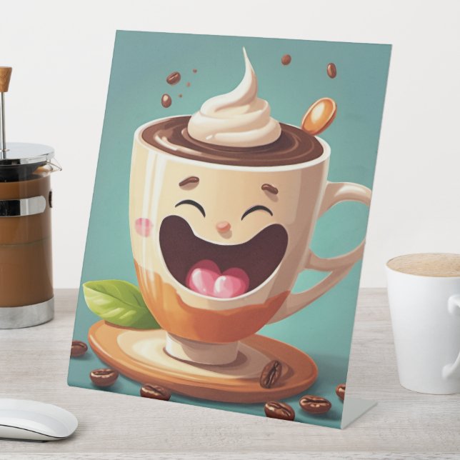 Crazy Coffee - Pedestal-Zeichen Sockelschild (In Situ)