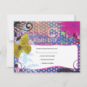 CRAZY COLLAGE Bat Mitzvah Reply Card RSVP Karte