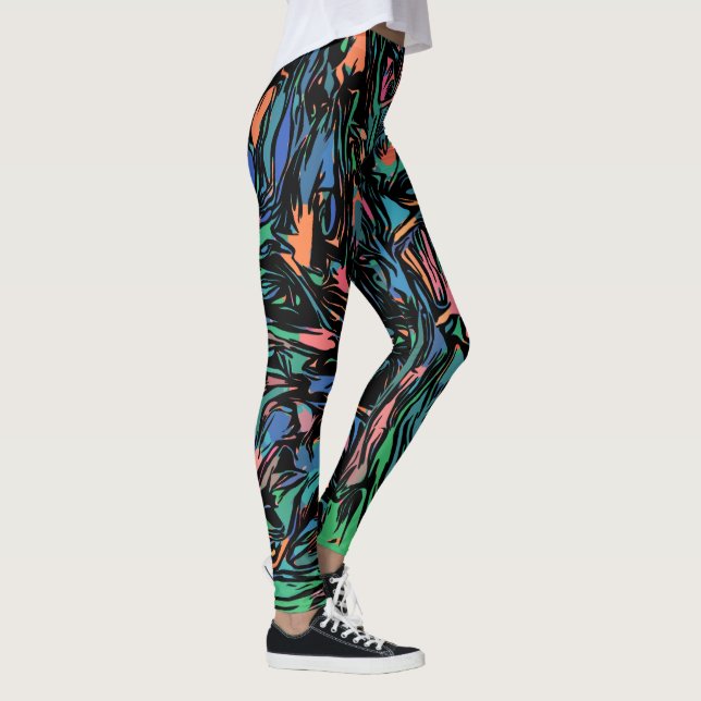 Crazy Colorful Abstrakt Graffitti Pattern Leggings (Rechts)