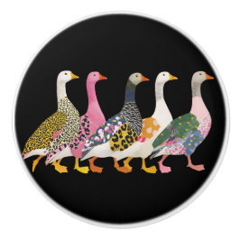 Crazy Colorful Geese Keramikknauf