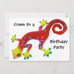 Crazy Colorful Lizens Geburtstagspartei Einladung