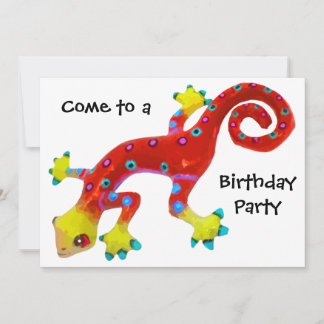 Crazy Colorful Lizens Geburtstagspartei Einladung