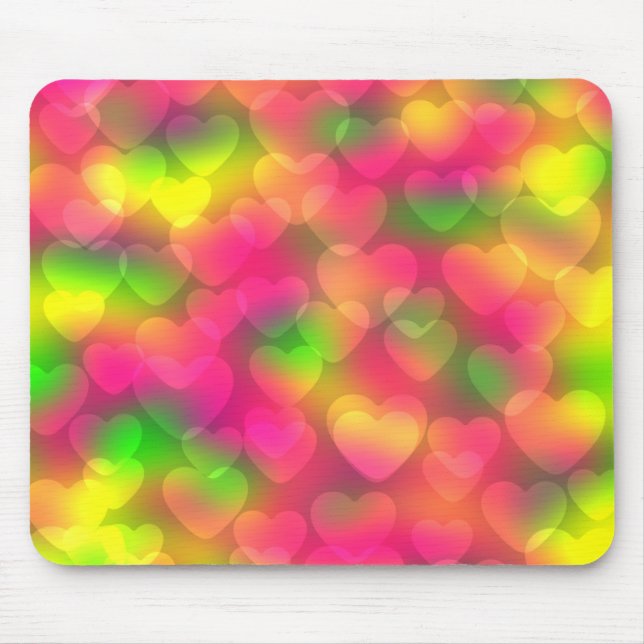 Crazy Colors Heart Bokeh-Computer Mousepad (Vorne)