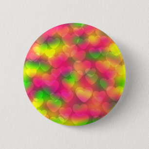 Crazy Colors Hearts Bokeh BUTTON BUTTON