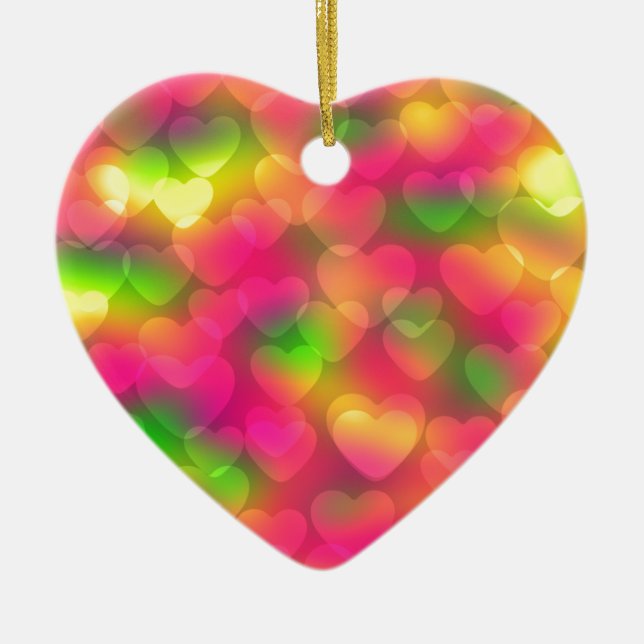 Crazy Colors, Hearts Bokeh-Heart Ornament (Vorne)