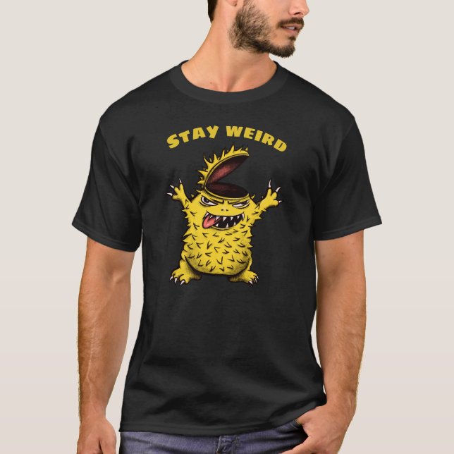 Crazy Cool Character Bleibe komisch T-Shirt (Vorderseite)