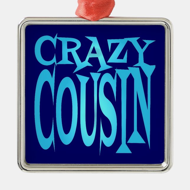 Crazy Cousin in Blue Ornament Aus Metall (Vorne)