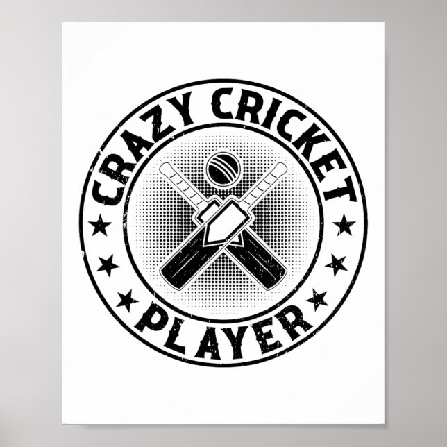 Crazy Cricket Player - Cricketing Cricket Player 1 Poster (Vorne)