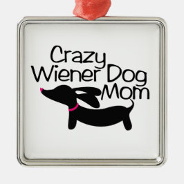 Crazy Dackel Hund Mama Dackel Weihnachtsfeier Silbernes Ornament
