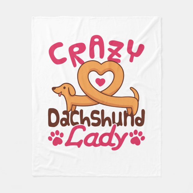Crazy Dackel Lady Dackel Mama Fleecedecke (Vorderseite)
