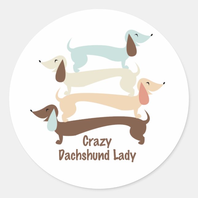 Crazy Dackel Lady Stickers (Vorderseite)