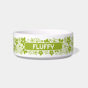 Crazy Daisy Muster in Spring Green mit Name Napf