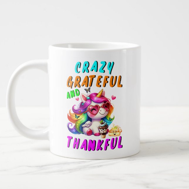 Crazy dankbar und dankbar Jumbo-Tasse (Links)