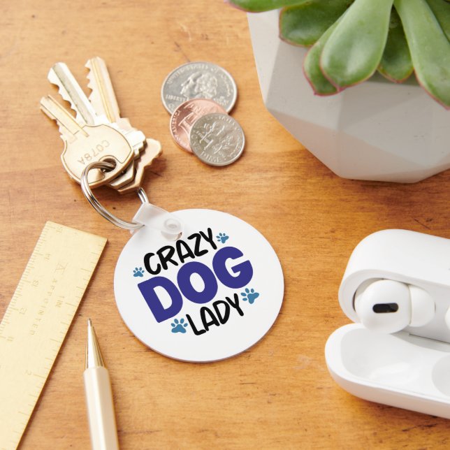 Crazy Dog Lady Custom Personalisiert Pet Foto Schlüsselanhänger (Schreibtisch)
