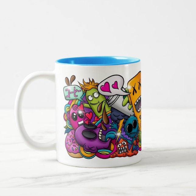 Crazy Doodle Cartoon Kaffee Tasse (Links)