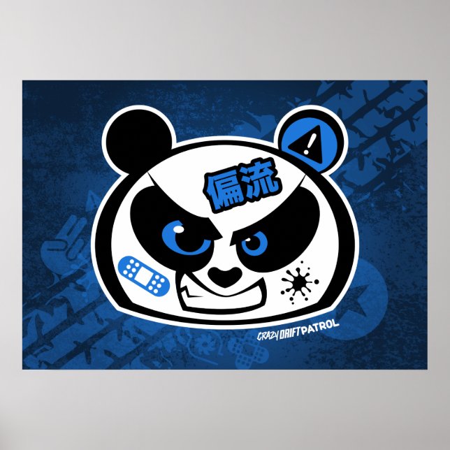 Crazy Drift Patrol - Drift Panda Head (blau) Poster (Vorne)