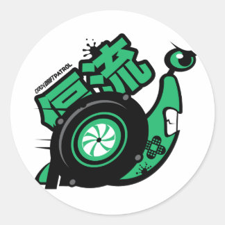 Crazy Drift Patrol - Turbo Snail (grün) Runder Aufkleber