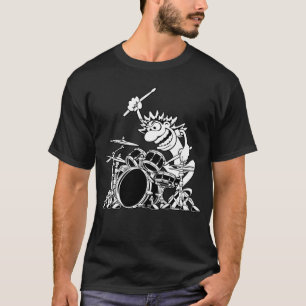 Crazy Drummer Cartoon Illustration T-Shirt