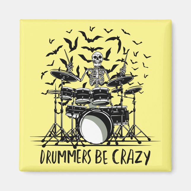 Crazy Drummer Skeleton Design Magnet (Vorne)