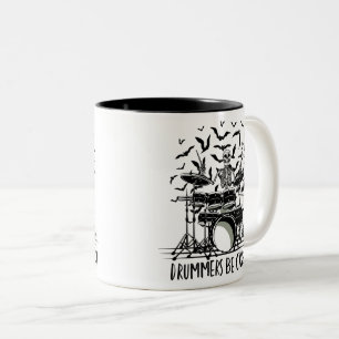 Crazy Drummer Skelettdesign Zweifarbige Tasse