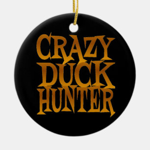 Crazy Duck Hunter in Gold Keramik Ornament