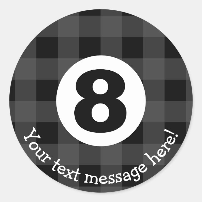 Crazy Eight Billiard Ball Icon Runder Aufkleber (Vorderseite)