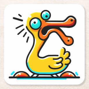 Crazy Ente  Rechteckiger Pappuntersetzer
