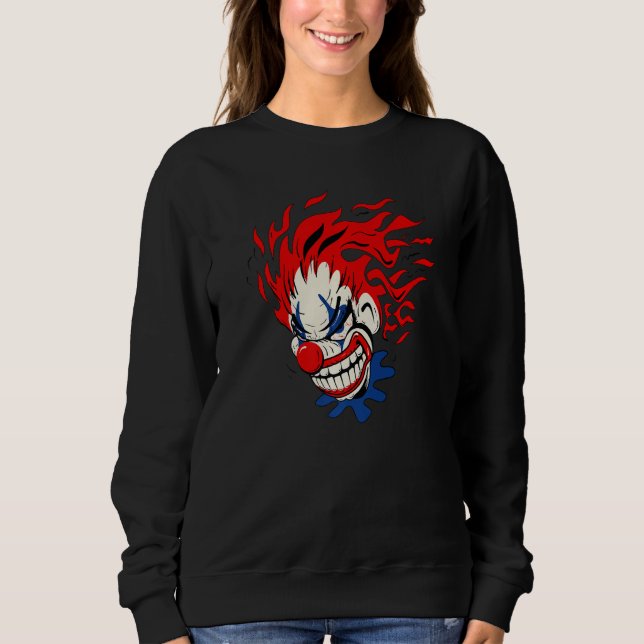 Crazy Evil Clown Halloween Sweatshirt (Vorderseite)