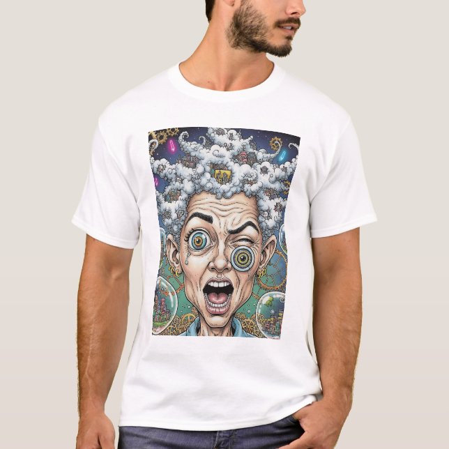 Crazy Expression Karikatur T - Shirt - Einzigartig (Vorderseite)