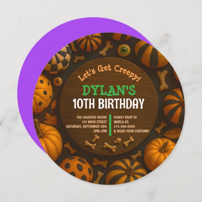 CRAZY EYEBALLS Halloween Party Einladung (Vorne/Hinten)