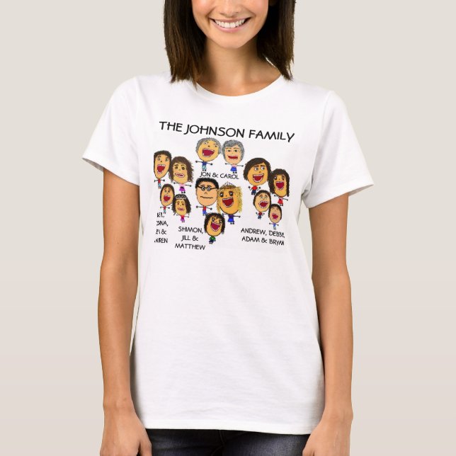 Crazy Family Wiedersehen Fun Cartoon T-Shirt (Vorderseite)