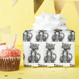Crazy Feline on White Geschenkpapier