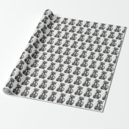 Crazy Feline on White Geschenkpapier