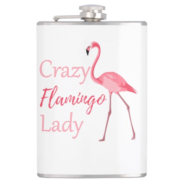 Crazy Flamingo Lady Funny Flamingo Flachmann (Vorderseite)