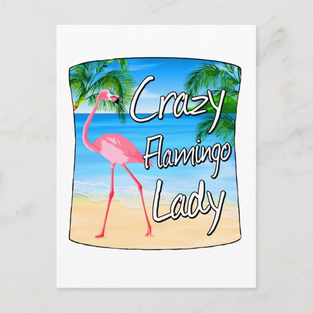 Crazy Flamingo Lady Postkarte (Vorderseite)
