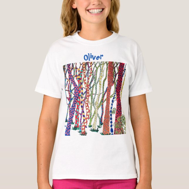 Crazy Forest bunt Spaß glücklich genannt T-Shirt (Vorderseite)
