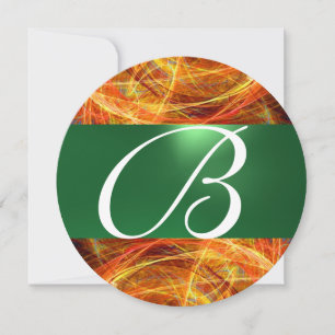 CRAZY FOTON MONOGRAM Gelb Smaragdgrün Einladung