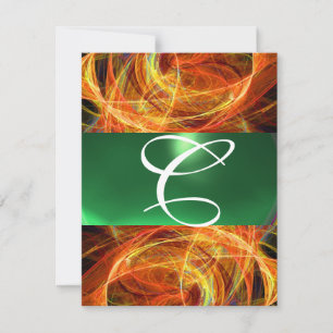 CRAZY FOTON MONOGRAM Gelb Smaragdgrün Einladung