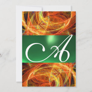 CRAZY FOTON MONOGRAM Gelb Smaragdgrün Einladung