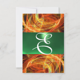 CRAZY FOTON MONOGRAM Gelb Smaragdgrün Einladung