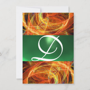 CRAZY FOTON MONOGRAM Gelb Smaragdgrün Einladung