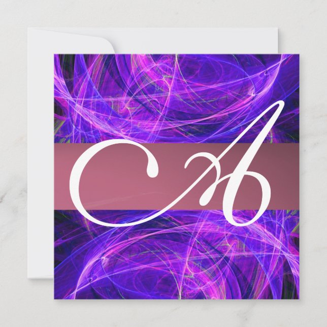 CRAZY FOTON MONOGRAMM lila Einladung (Vorderseite)