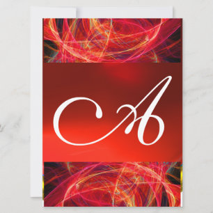 CRAZY FOTON MONOGRAMM Rot Rosa Einladung