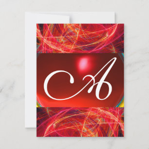 CRAZY FOTON MONOGRAMM Rot Rosa Einladung