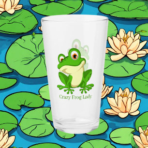 Crazy Frosch Lady fügt Text hinzu Glas