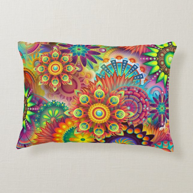 CRAZY FUNKY BLUME FARBIG PILLOW DEKOKISSEN (Rückseite)