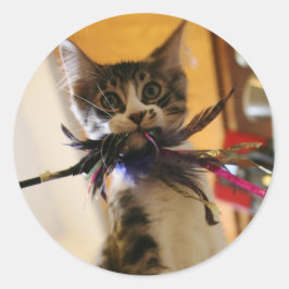 Crazy für die Feder Runder Aufkleber